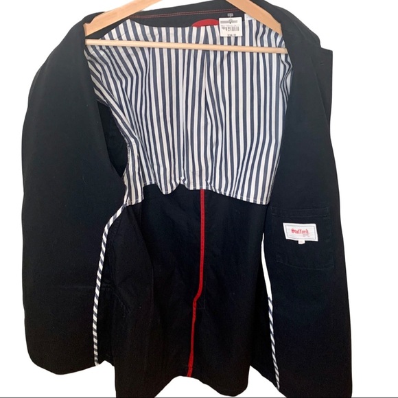 NWT STAFFORD PREP 2 Button Blazer 100% Cotton Navy Blue White Striped Lining - Picture 13 of 16